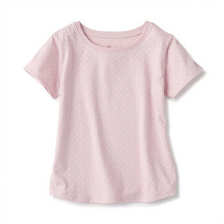无印良品 MUJI 孩童 印度棉天竺编织 水点短袖T恤 粉红色 110