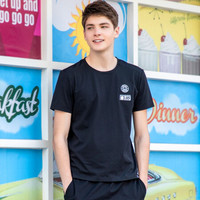 大嘴猴(PAUL FRANK)夏季男式运动衫圆领印花短袖T恤 黑色 XL