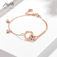 Lily&Lotty森系双层ins小众设计个性简约玫瑰金手镯手链手饰品