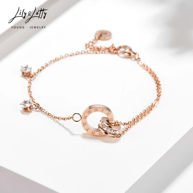 Lily&amp;Lotty森系双层ins小众设计个性简约玫瑰金手镯手链手饰品