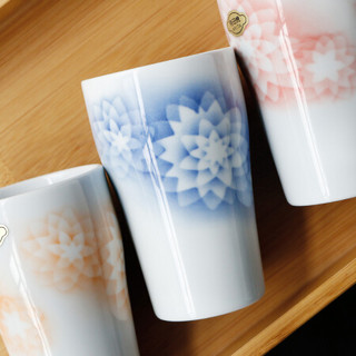 美浓烧杯子陶瓷日式大口容量燕麦片早餐杯子牛奶简约办公家用杯 娇粉