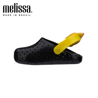 mini melissa梅丽莎2020春夏新品镂空鞋面沙滩鞋型凉鞋32767 黑色/黄色 12