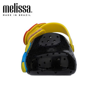 mini melissa梅丽莎2020春夏新品镂空鞋面沙滩鞋型凉鞋32767 黑色/黄色 12