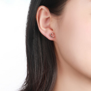 佐卡伊钻石耳钉 18K玫瑰金时尚钻石耳饰送女友礼物星月系列E80233T 钻石耳钉