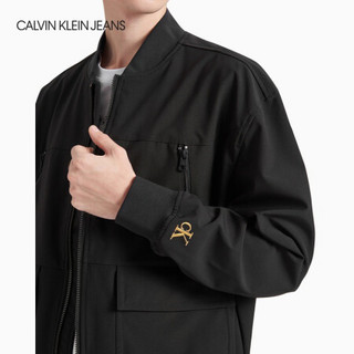 CK JEANS 2020秋冬新款 男装刺绣LOGO棒球领单夹克 J316307 BEH-黑色 XL