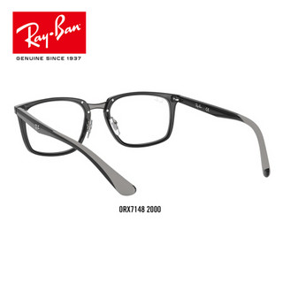 RayBan雷朋光学镜架男款全框矩形简约舒适近视镜框0RX7148可定制 2000亮黑色镜框 【定制单拍不发，镜片需另拍】尺寸54