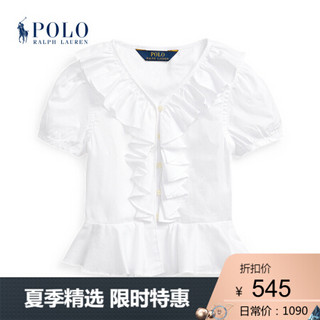 Ralph Lauren/拉夫劳伦女童 2020年春季褶边棉质牛津布上衣33116 100-白色 6