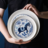 川岛屋青马日式餐具碗碟套装创意个性家用陶瓷汤碗沙拉碗饭碗面碗菜盘子 8寸菜盘