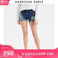 AMERICAN EAGLE AEO夏弹力女士牛仔短裤破洞迷你热裤American Eagle 1332_6051