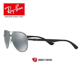 RayBan 雷朋蛤蟆镜飞行员形偏光反光开车碳纤维太阳眼镜0RB8313 004/K6枪色镜框偏光银色反光镜片 尺寸61【定制单拍不发，镜片需另拍】