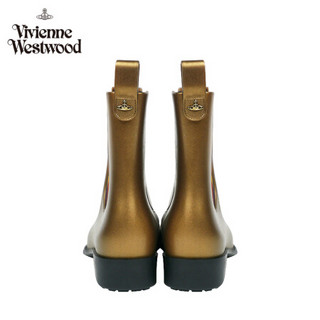 VIVIENNE WESTWOOD(薇薇安威斯特伍德)奢侈品 新品西太后女鞋女装短靴雨靴 金色/黑色 usa5