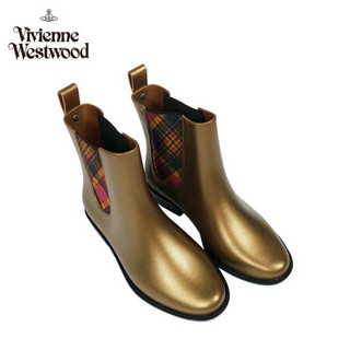 VIVIENNE WESTWOOD(薇薇安威斯特伍德)奢侈品 新品西太后女鞋女装短靴雨靴 金色/黑色 usa5