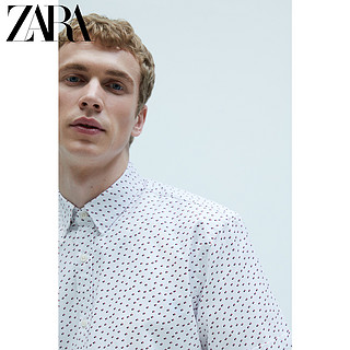 ZARA【打折】男装 几何印花短袖牛津衬衣衬衫 06608399250