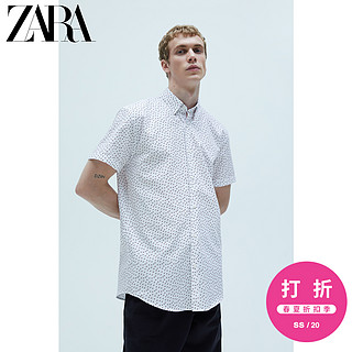 ZARA【打折】男装 几何印花短袖牛津衬衣衬衫 06608399250