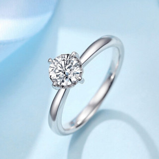 佐卡伊 白18k金钻石戒指简约四爪镶钻结婚求婚钻戒新品正品首饰 15分D-E/SI 新品定制