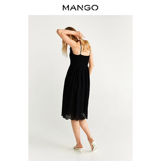 MANGO女装连衣裙2020春夏新款棉质面料刺绣细节吊带连衣裙