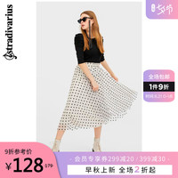 Stradivarius 复古高腰港味波点中长款半身裙2020新款04651513005