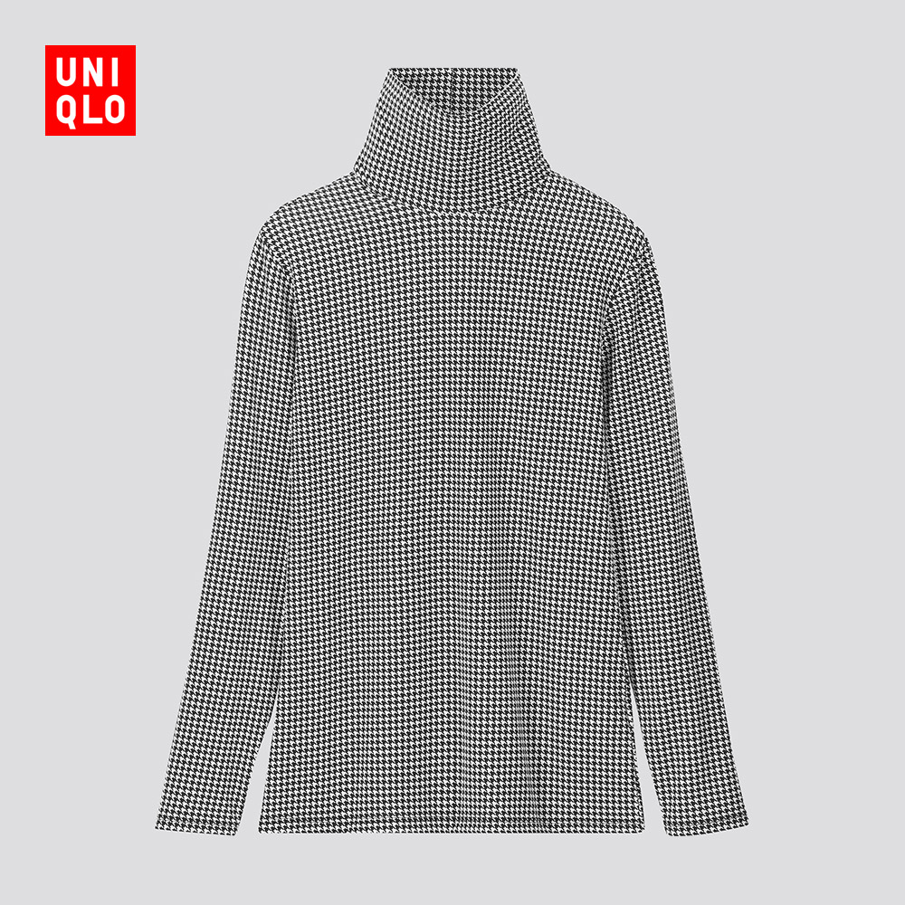 优衣库 女装 heattech两翻领t恤(长袖)(印花) 424571 uniqlo