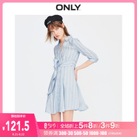ONLY夏季新款气质简约V领系扣系带牛仔连衣裙女|119242506 J32 210洗水牛仔蓝 155/76A/XS
