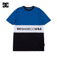 DCSHOES 2020春夏新款男子撞色纯棉休闲运动短袖T恤 EDYKT03493 蓝夹色-BQR0 M