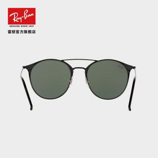 RayBan雷朋太阳镜男女款圆形框金属双梁复古时尚潮流墨镜0RB3546 186哑光黑色镜框绿色镜片 尺寸52