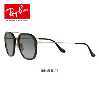 RayBan 雷朋新款太阳眼镜男女方形全框渐变时尚0RB4273墨镜可定制 601/71 镜框黑色 镜片绿色 尺寸52