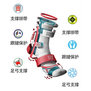 COMPRESSPORT 马拉松户外运动装备 训练压缩袜 高帮袜 排汗透气 训练袜2双装-粉色 T3(脚码42-44)