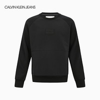 CK JEANS 2020秋冬新款 男装大身拼接LOGO牌长袖卫衣 J316512 BEH-黑色 M