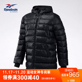 Reebok锐步官方 CL DOWN LONG JACKET 男子加厚保暖羽绒夹克 FWR94 DY6007_黑色 A/XS