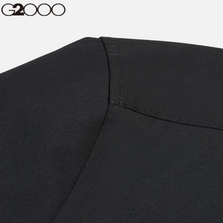 G2000商务男装纯色方领长袖衬衫 休闲时尚男士职场衬衣标准款00040102 黑色/99 10/185