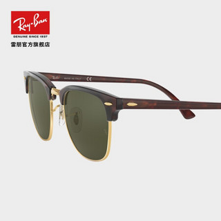 RayBan 雷朋太阳镜男女款派对达人半框墨镜潮流方形眼镜0RB3016 W0366玳瑁色镜框绿色经典镜片 【定制单拍不发，镜片需另拍】尺寸51