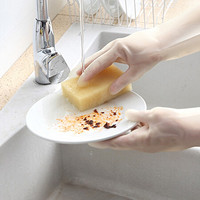 红凡丁腈洗碗手套家务手套防水清洁洗菜洗衣服和面厨房橡胶手套耐用型 长约33cm M码/PVC材质