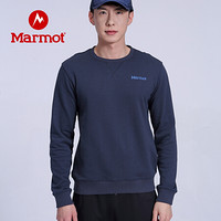 Marmot/土拨鼠20春夏新款舒适休闲长袖圆领套头卫衣男户外 曜石黑001 L 欧码偏大