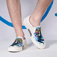 Kappa卡帕艺术家联名情侣男女运动板鞋印花帆布鞋一脚蹬2020新款|K0A65VS75D 鹭羽白-024 36
