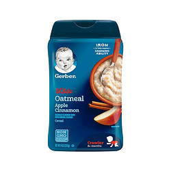 嘉宝（Gerber）苹果肉桂燕麦米粉 227g/罐装 3段 宝宝零食点心 原装进口 8个月以上