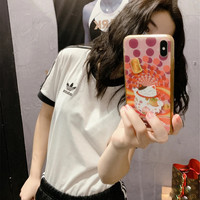 阿迪达斯 adidas三叶草小logo白色纯棉短袖女装20夏季新款运动服半袖T恤