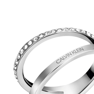 商品ck/calvin klein 描绘系列时尚戒指女士简洁银色镶水晶情侣指环