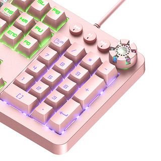 inphic 英菲克 V920 104键 有线机械键盘 粉色 国产青轴 混光
