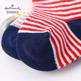 Hallmark贺曼20新款儿童袜子男童潮款经典条纹中筒袜婴儿袜三双装