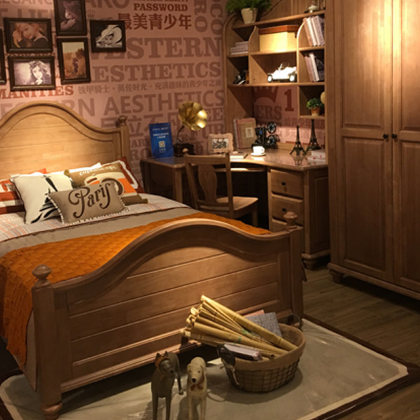 华日家居 蓝蓝部落儿童实木双人床 青少年儿童家具 门店同款