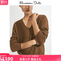 Massimo Dutti女装 2020秋季新款 纯羊绒 V领女士休闲针织衫 05620510735