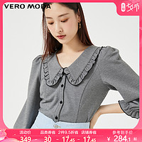 Vero Moda2020秋季新款复古千鸟格娃娃领显瘦上衣女|320330012
