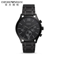 Fossil 化石手表男 经典皮表带三眼表盘钢表带石英表 BQ2365 正品