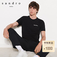 sandro2020秋冬新款男装棉质刺绣简约圆领休闲短袖T恤SHPTS00650