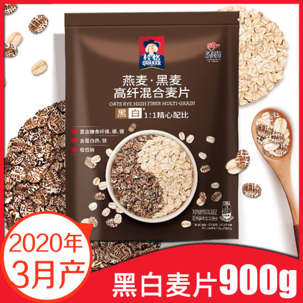 quaker桂格燕麦黑麦高纤混合麦片900g