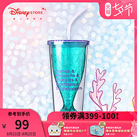 迪士尼商店 小美人鱼公主双层吸管水杯水壶大容量便携吸管水杯