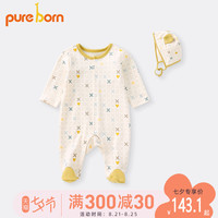 博睿恩 新生婴儿秋季连体衣服宝宝纯棉可爱卡通长袖连脚爬爬服