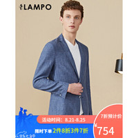 LAMPO/蓝豹新品春夏男士休闲时尚全亚麻修身单西服 中蓝 50