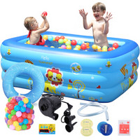 活石 儿童游泳池婴儿超大充气家用三环洗澡桶海洋球池 1.5米电动豪华套装 *4件