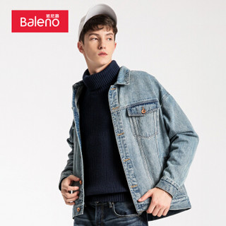 班尼路（Baleno）牛仔外套男 夹克男潮流宽松牛仔外套 88C02D 蓝色 S